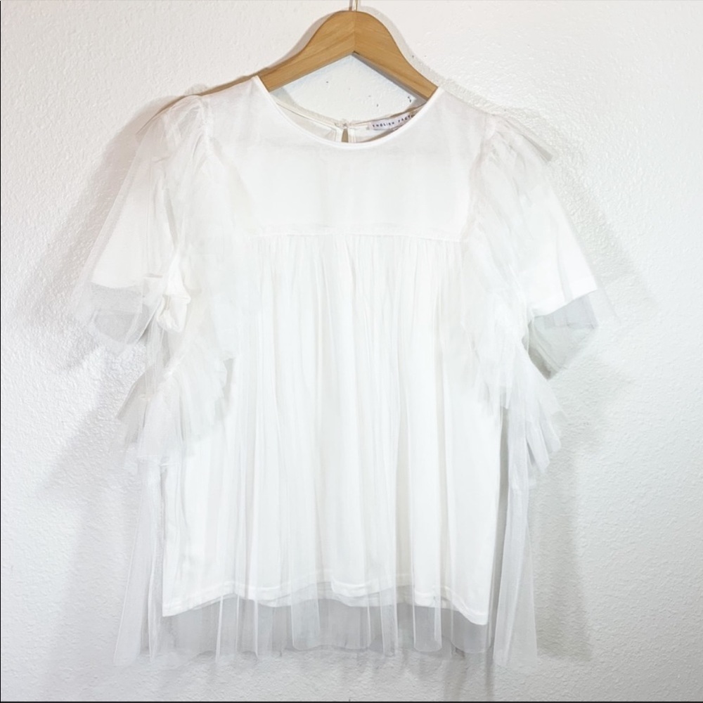 ENGLISH FACTORY White Tulle Top